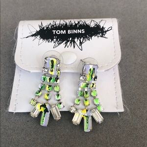 Tom Binns crystal paint splatter drop earrings